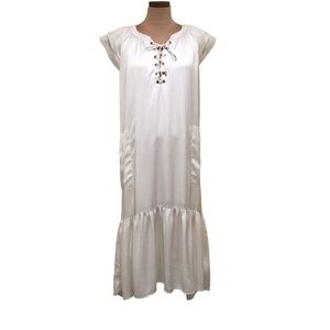 Sabina Musayev Amber Midi Dress White Size One Size White Ruffle Corset Lace Up